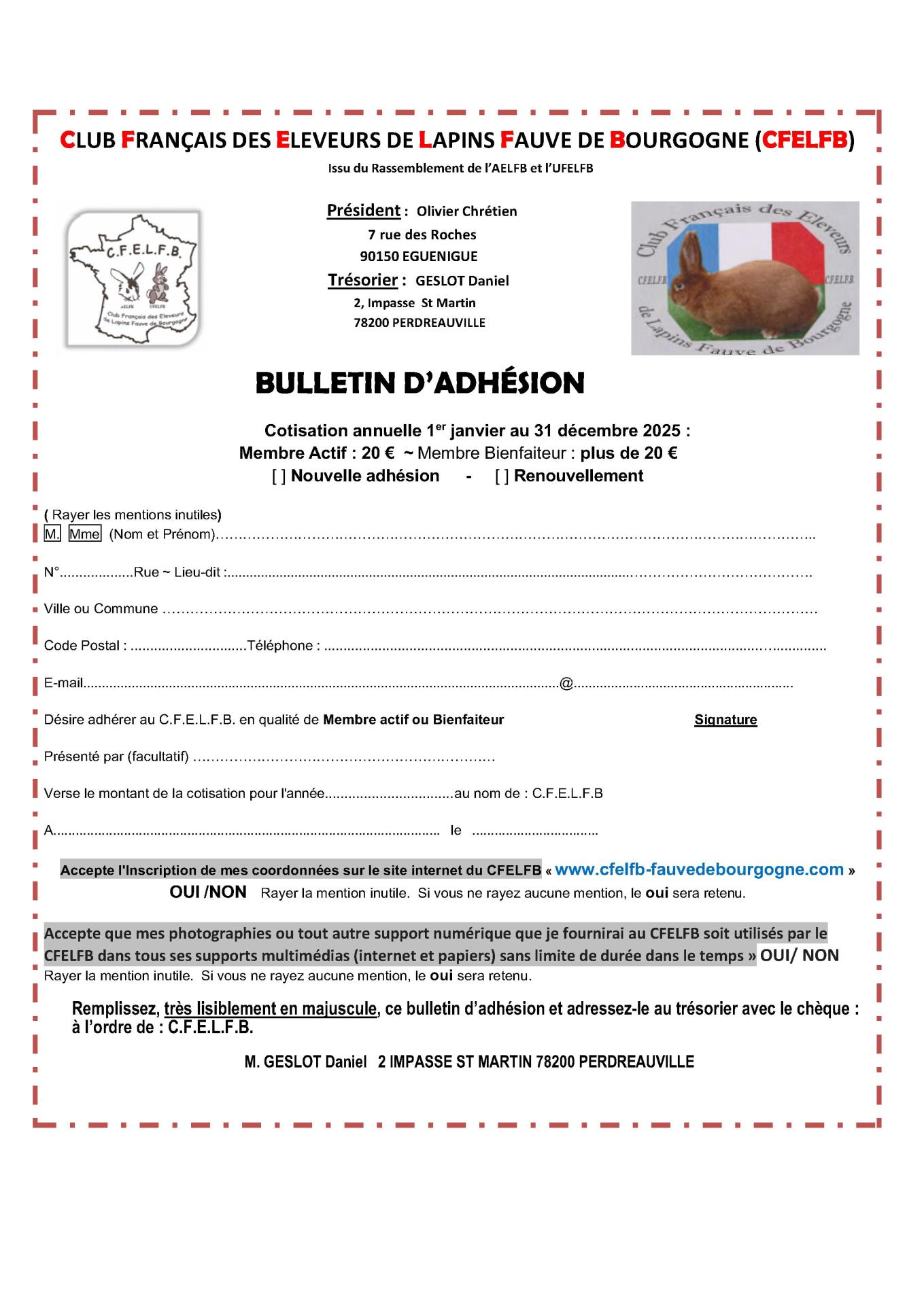 Bulletin adhesion cfelfb 2025